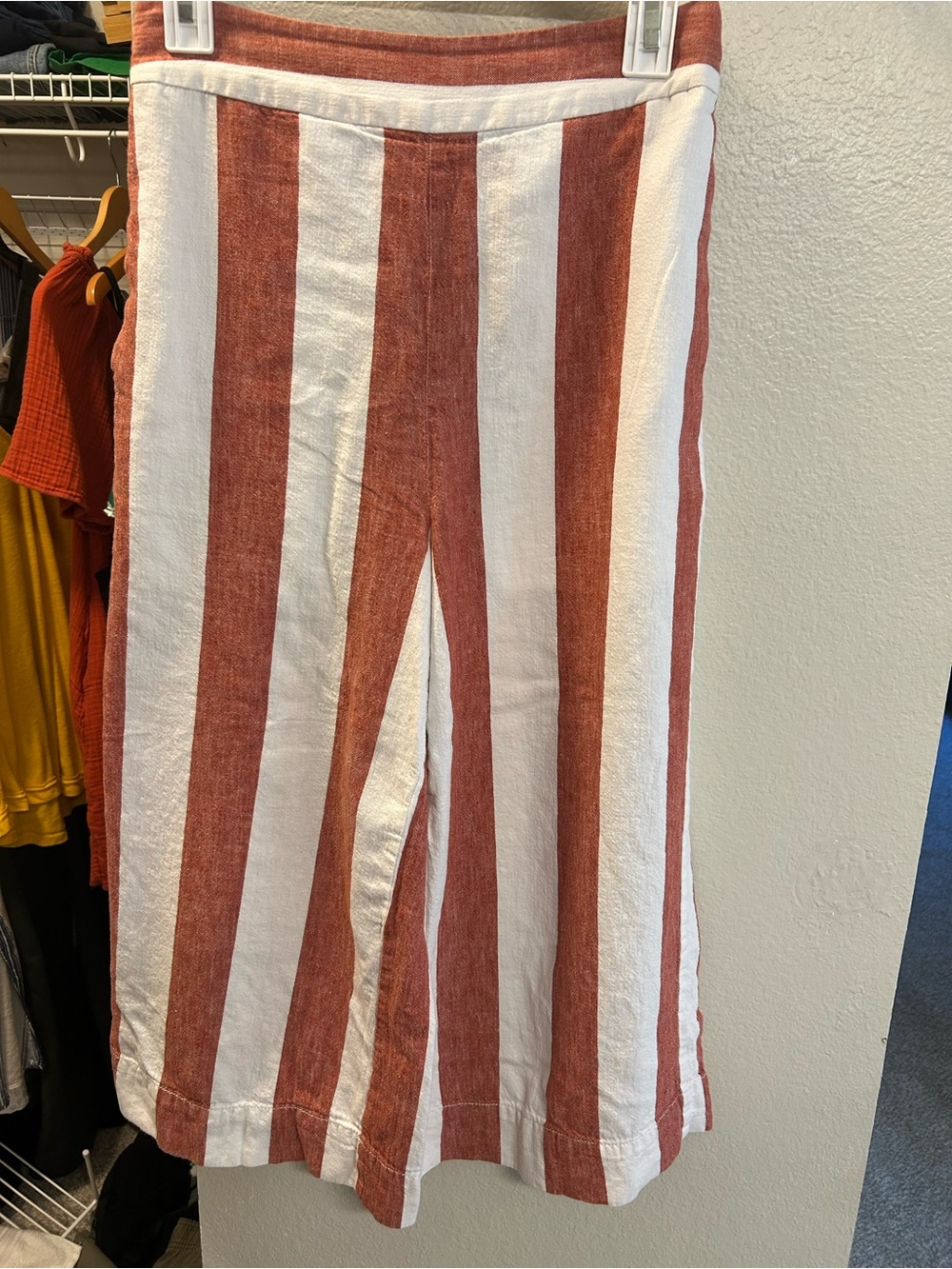 Madewell Red and White Wide-Leg Striped Pants